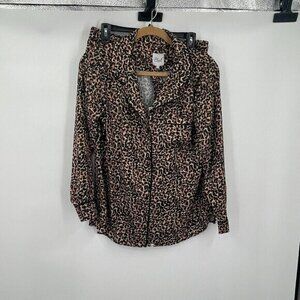 Plush Revolve Sleepwear Small Womens Animal Print Shorts Top Leopard Casual New